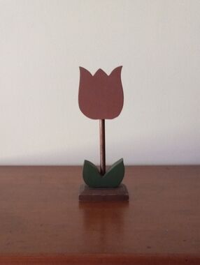 Wooden Tulip Table Decor - Brown & Green